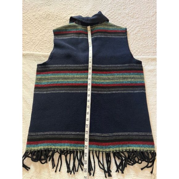 Rhonda Stark Southwestern Wool Blend Blanket Vest, Made in USA, Size S. - Picture 5 of 6